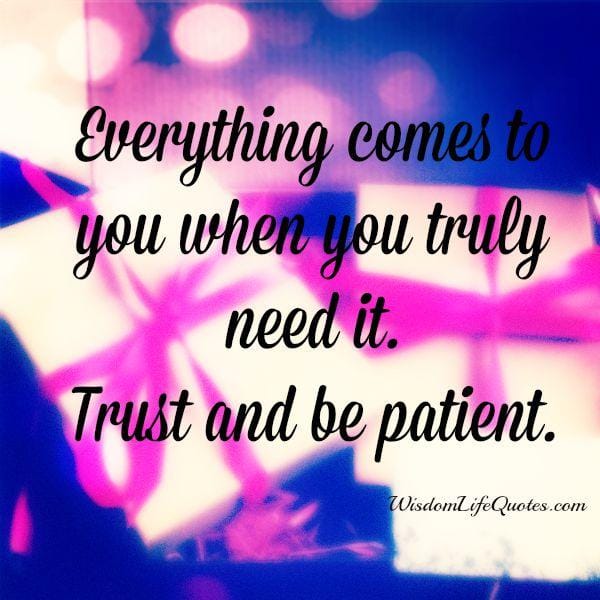 Everything comes to you when you truly need it