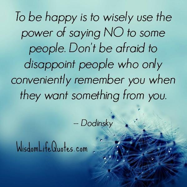 The power of saying NO to some people