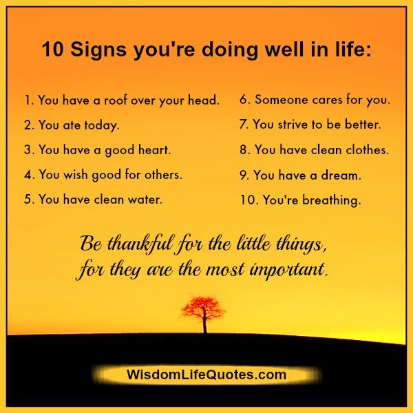 10 Signs you are doing well in life