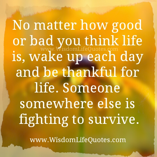 Wake up each day & be Thankful for life