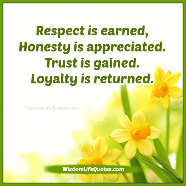 Respect is earned & trust is gained