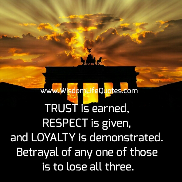 Trust is earned & Respect is given