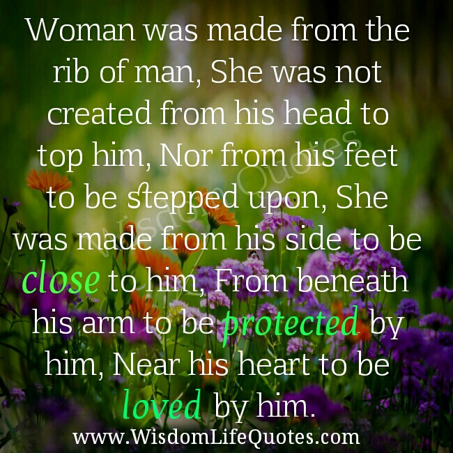 Woman was made from the rib of man